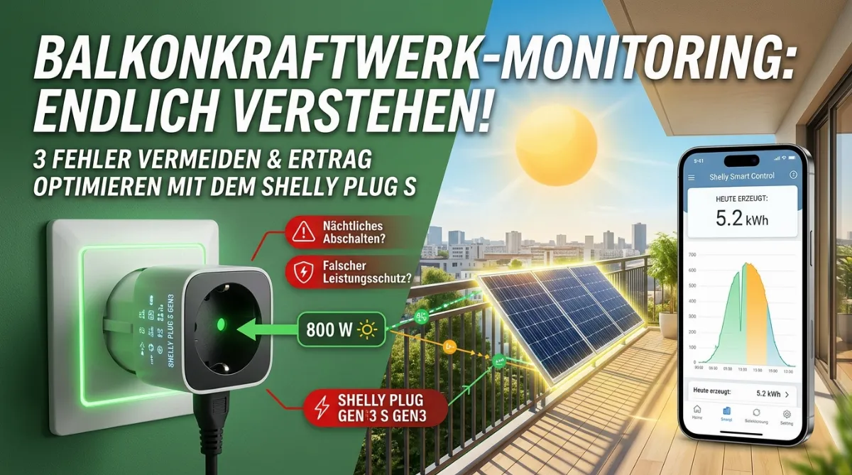 Shelly Plug S am Balkonkraftwerk: Ertrag messen, Fehler vermeiden, richtig einrichten